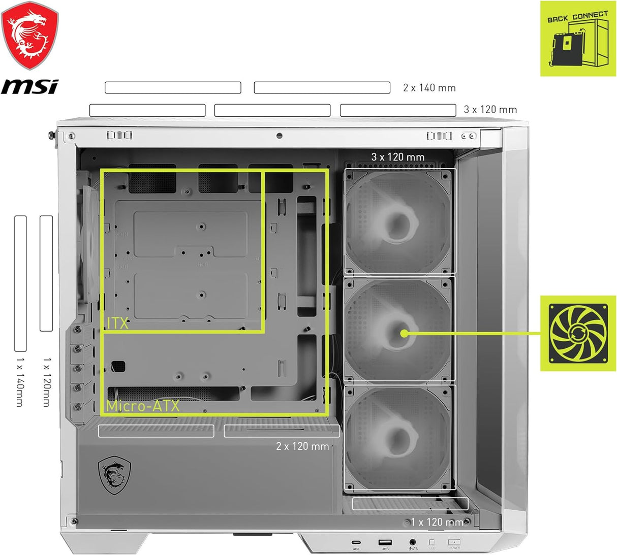 MSI MAG Pano M100R PZ White - Micro Tower PC Case - Core Components by MSI The Chelsea Gamer