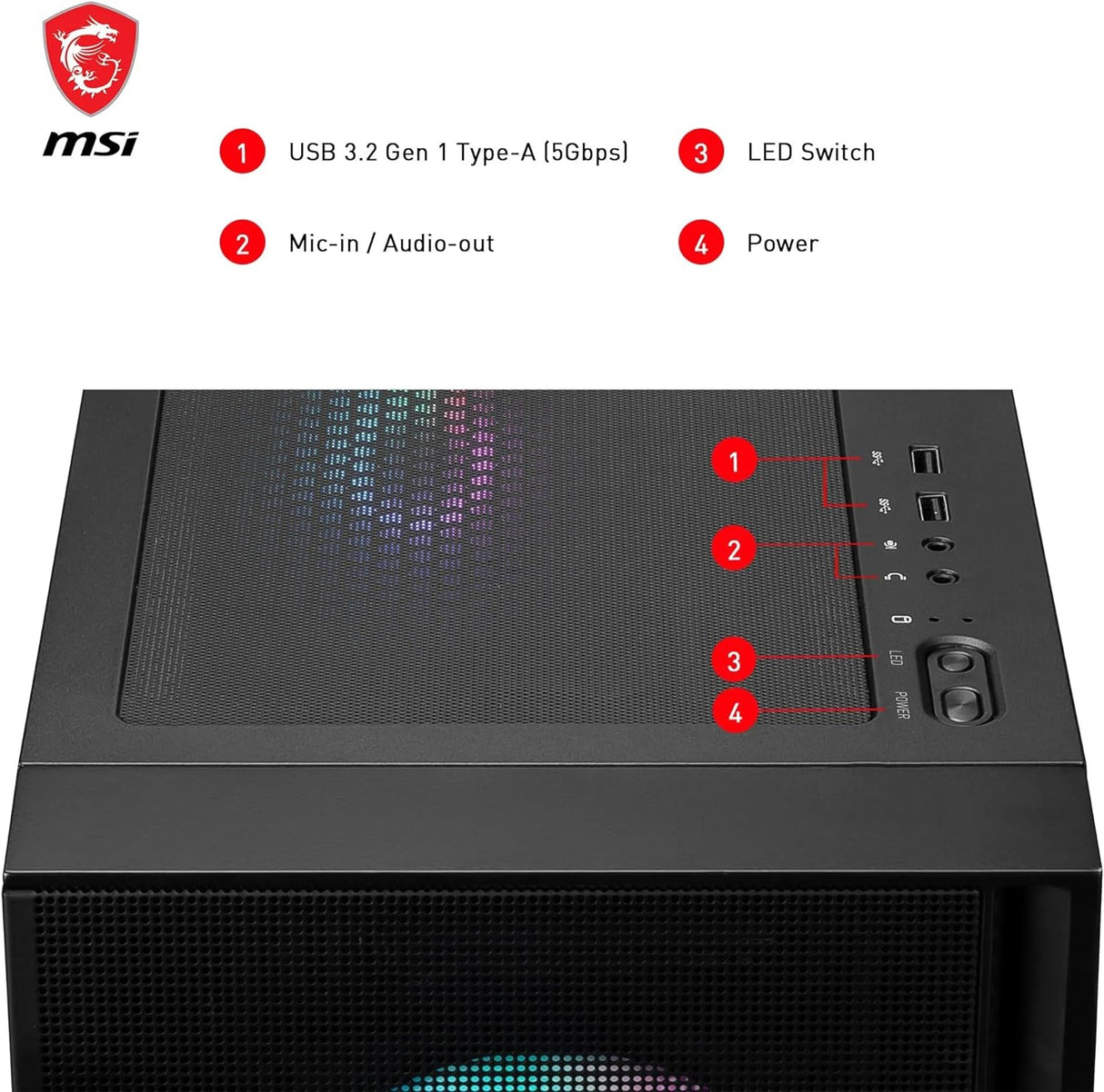 MSI MAG Force 320R Airflow - Mid-Tower PC Case - Core Components by MSI The Chelsea Gamer