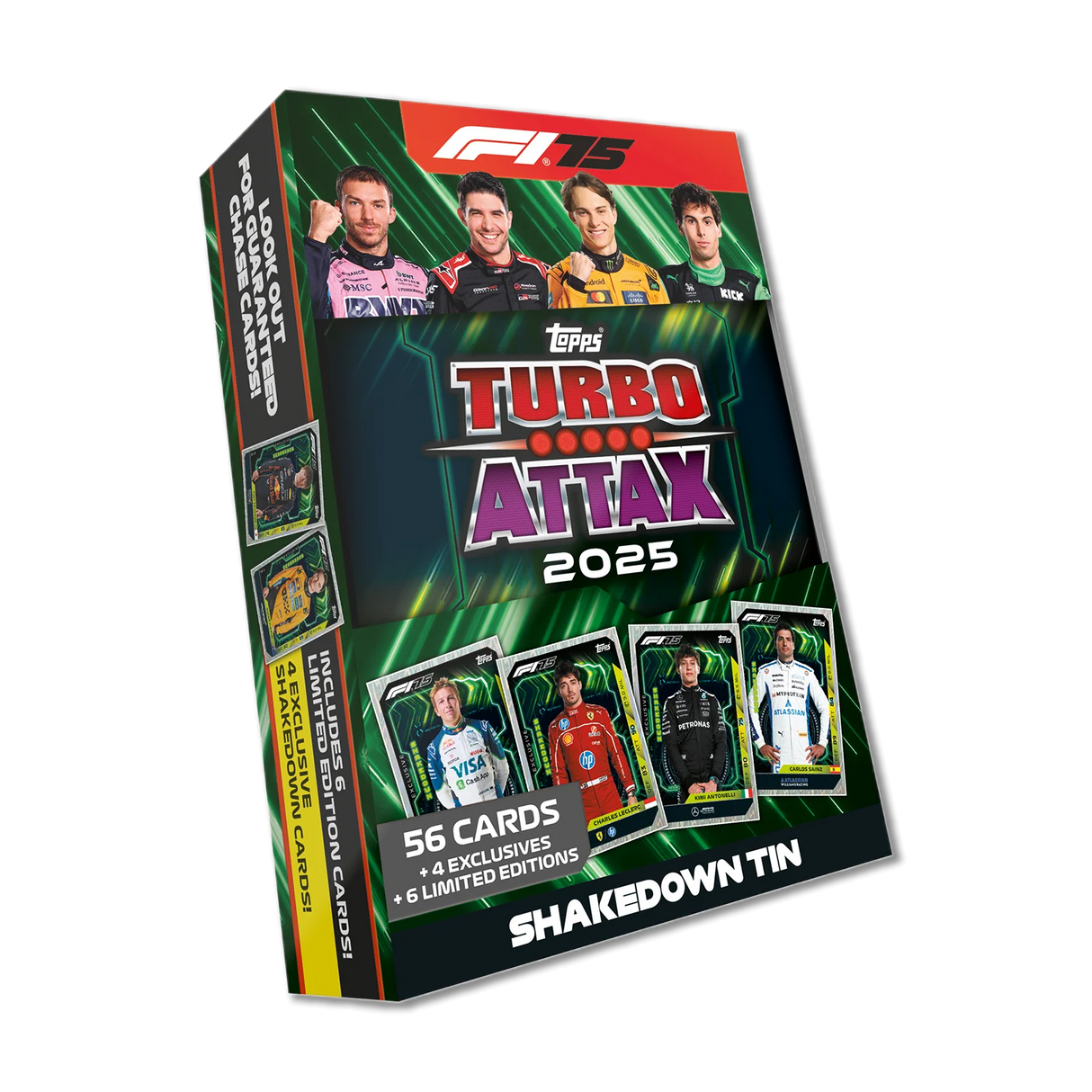 Topps Turbo Attax Formula 1® 2025 - Mega Tin - Shakedown - contains 66 cards including 6 LE's and 4 Exclusive 'Shakedown' Cards! - Merchandise by Topps The Chelsea Gamer