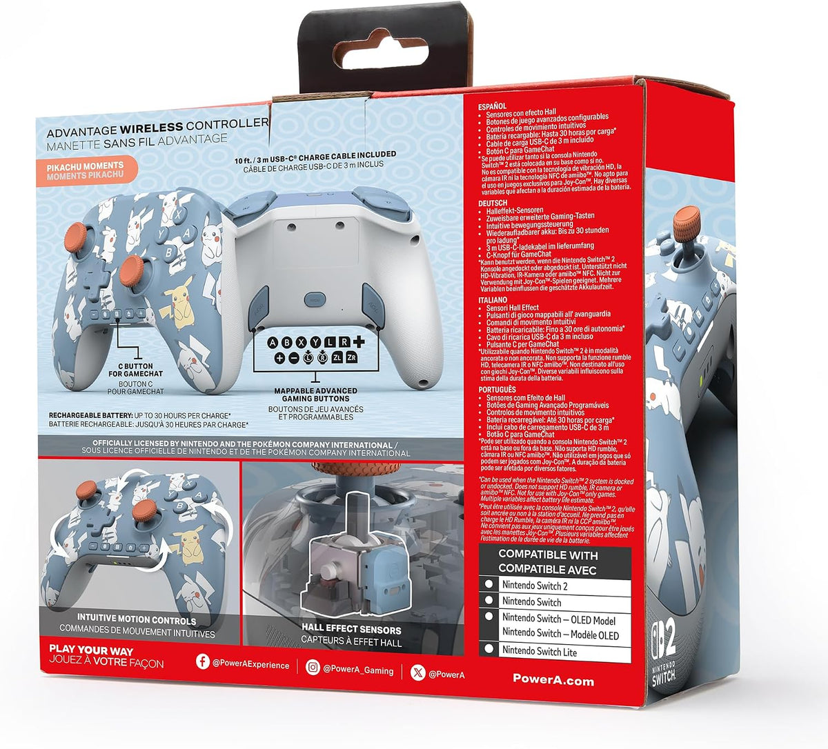 PowerA - Advantage Wireless Controller for Nintendo Switch 2 - Pokémon: Pikachu Moments