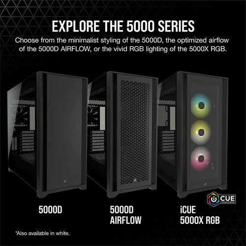 Corsair 5000D Tempered Glass Midi Tower PC Case - Black - Core Components by Corsair The Chelsea Gamer
