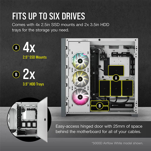 Corsair 5000D Tempered Glass Midi Tower PC Case - Black - Core Components by Corsair The Chelsea Gamer