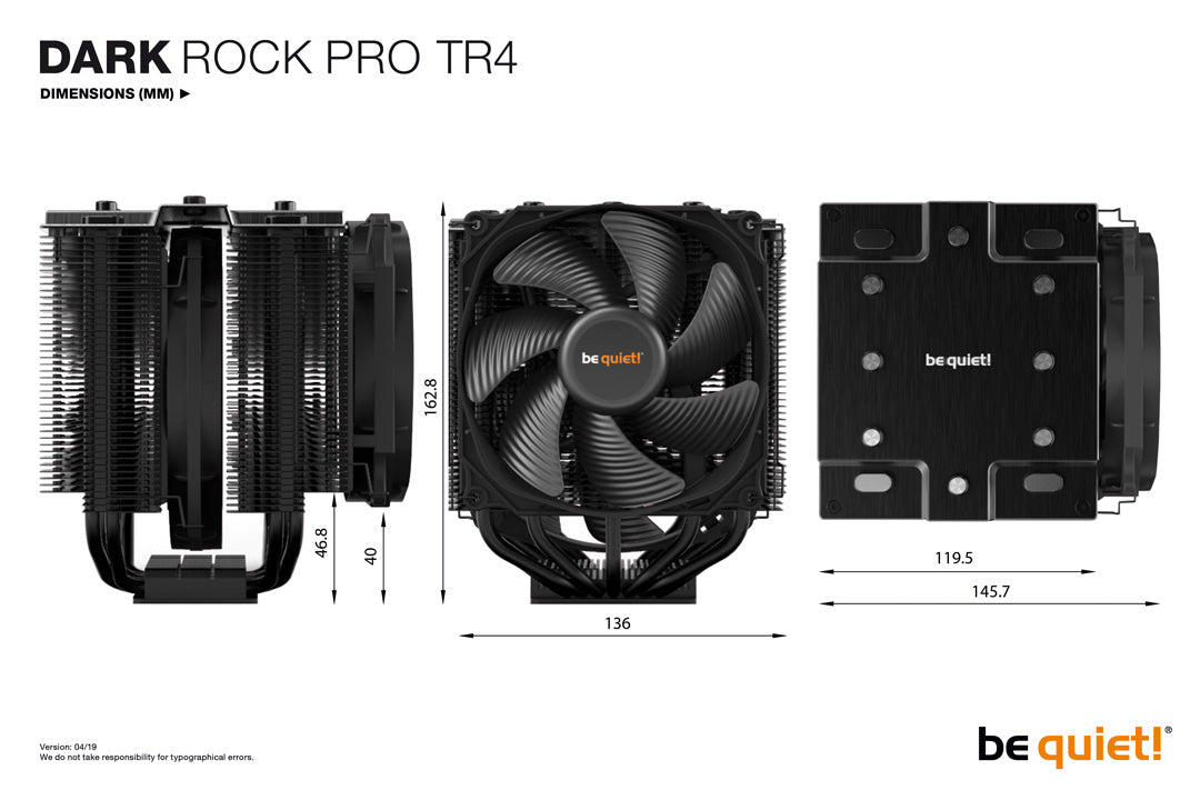 be quiet! Dark Rock Pro TR4 - Fan CPU Cooler - Core Components by Be Quiet The Chelsea Gamer