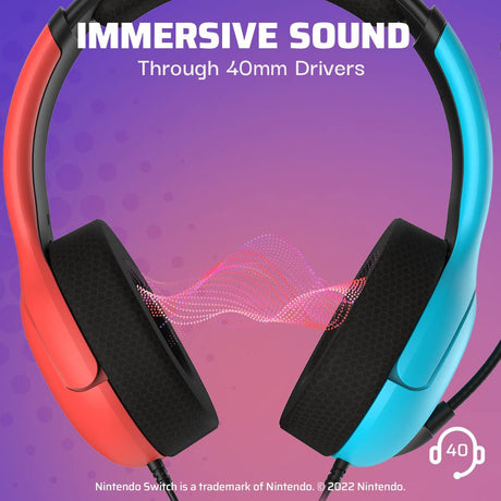 PDP - LVL40 Wired Stereo Headset for Nintendo Switch - Blue/Red - Console Accessories by PDP The Chelsea Gamer