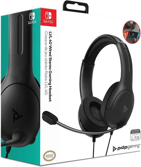 PDP - LVL40 Wired Stereo Headset for Nintendo Switch - Black - Console Accessories by PDP The Chelsea Gamer