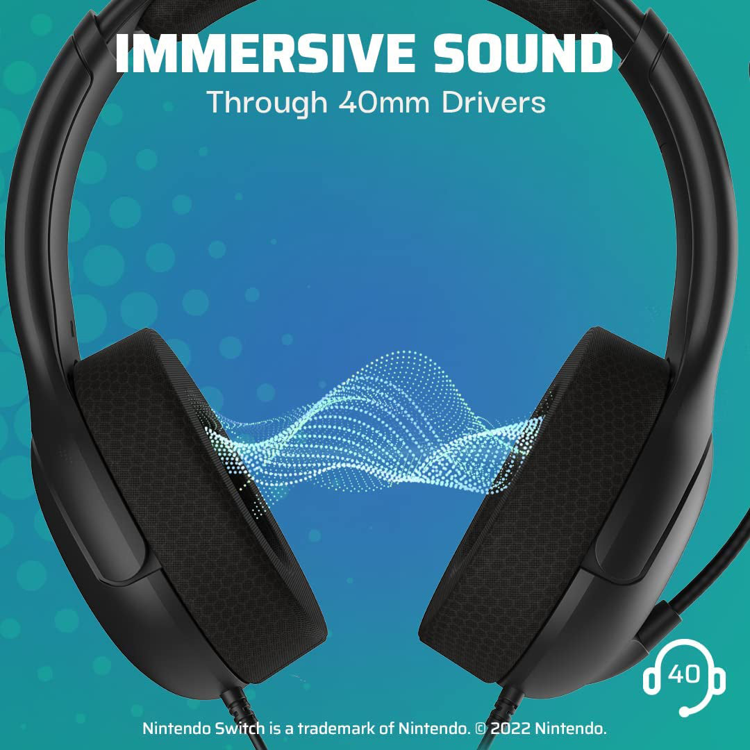 PDP - LVL40 Wired Stereo Headset for Nintendo Switch - Black - Console Accessories by PDP The Chelsea Gamer