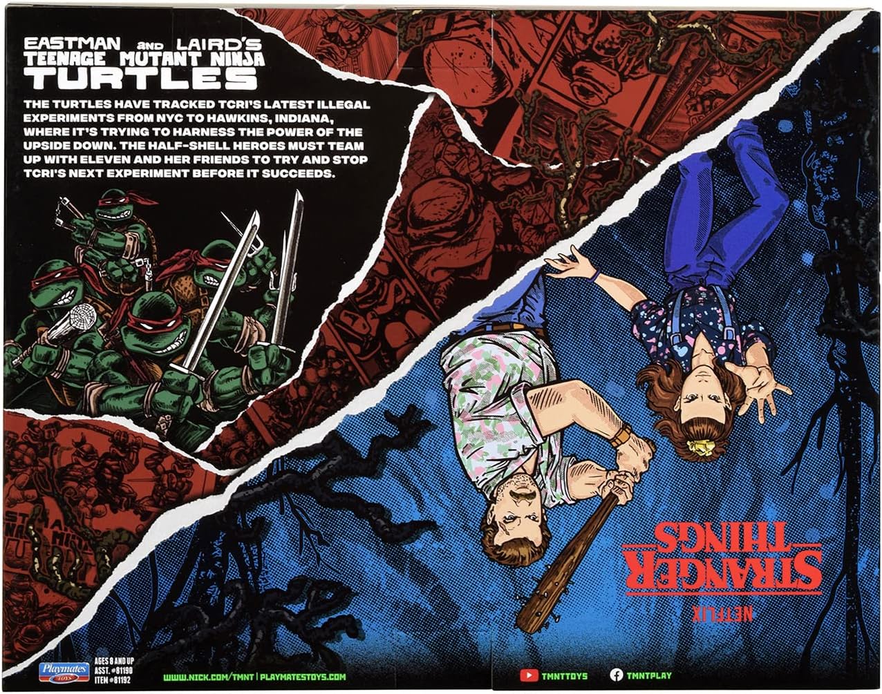 Teenage Mutant Ninja Turtles Raphael Vs Stranger Things Hopper Action Figures  6'' And Turtle With Articulation, P81192 - Merchandise by Bandai Namco Entertainment The Chelsea Gamer