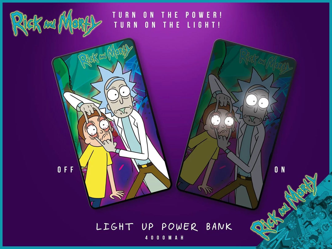 Lazerbuilt - Rick Morty Logo Light Up 6000mAh Power Bank - merchandise by Lazerbuilt Ltd The Chelsea Gamer