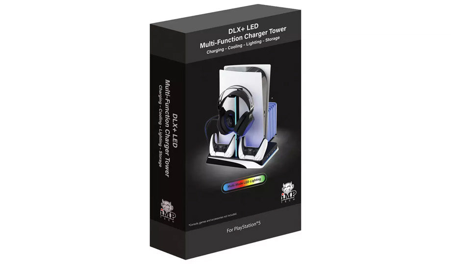 IMP Tech DLX+ Multi-Function LED Charging Tower for PS5 - Console Accessories by IMP Tech The Chelsea Gamer