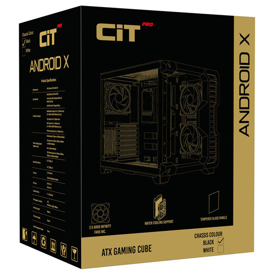 CIT Pro Android X Gaming Cube - PC Case - Black - Core Components by CiT The Chelsea Gamer