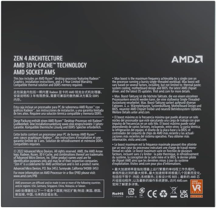 AMD Ryzen 7 - 7800X3D with Radeon Graphics - 8 Core AM5 Processor - Core Components by AMD The Chelsea Gamer