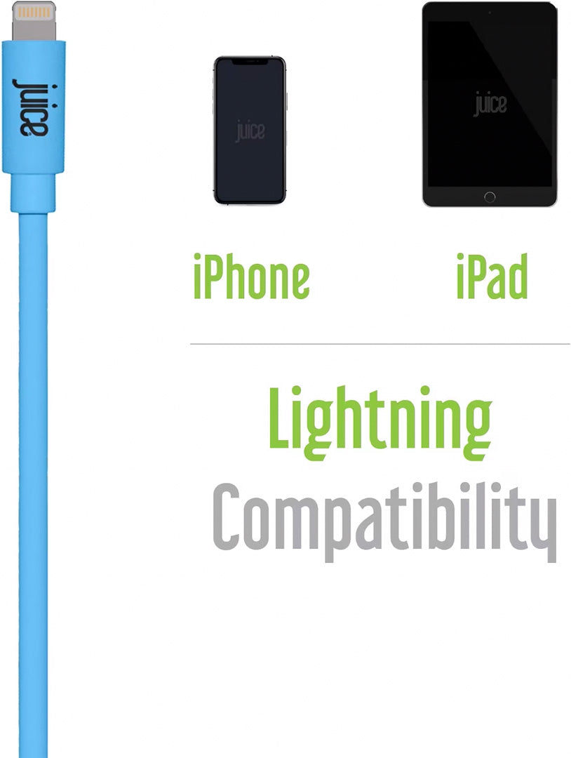 Juice ECO Apple Lightning Charging Cable 2m - Aqua - Cables by Juice The Chelsea Gamer