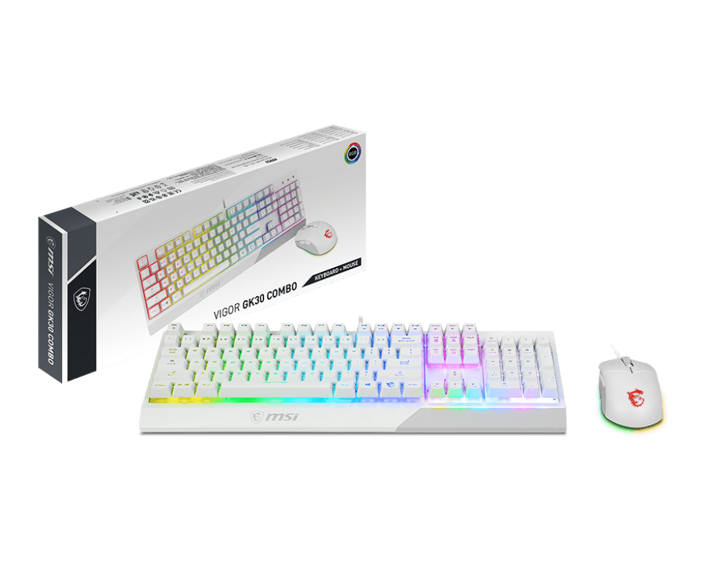 MSI Vigor GK30 Combo White - Keyboard and Mouse Set - Keyboard by MSI The Chelsea Gamer