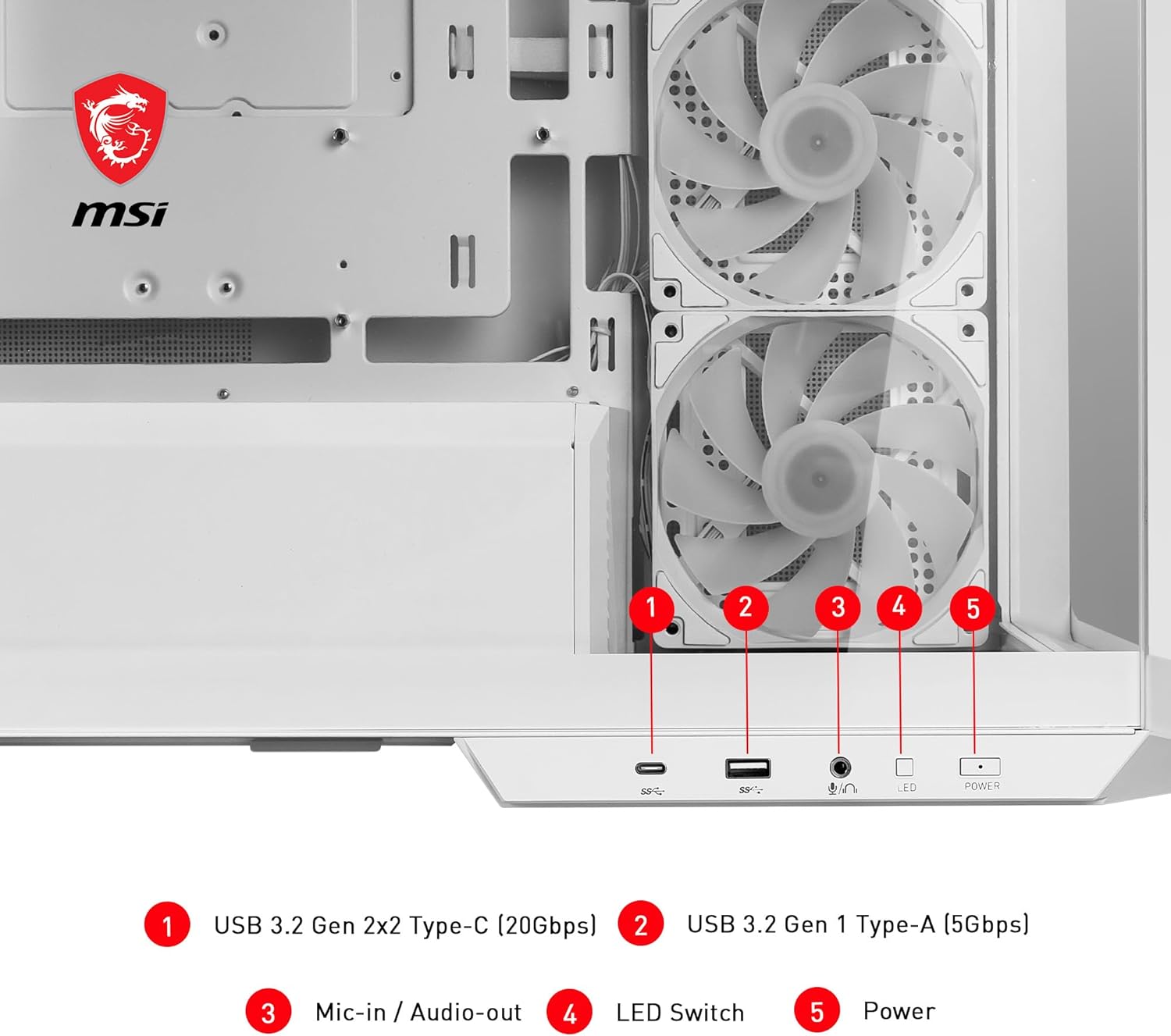 MSI MAG Pano M100R PZ White - Micro Tower PC Case - Core Components by MSI The Chelsea Gamer