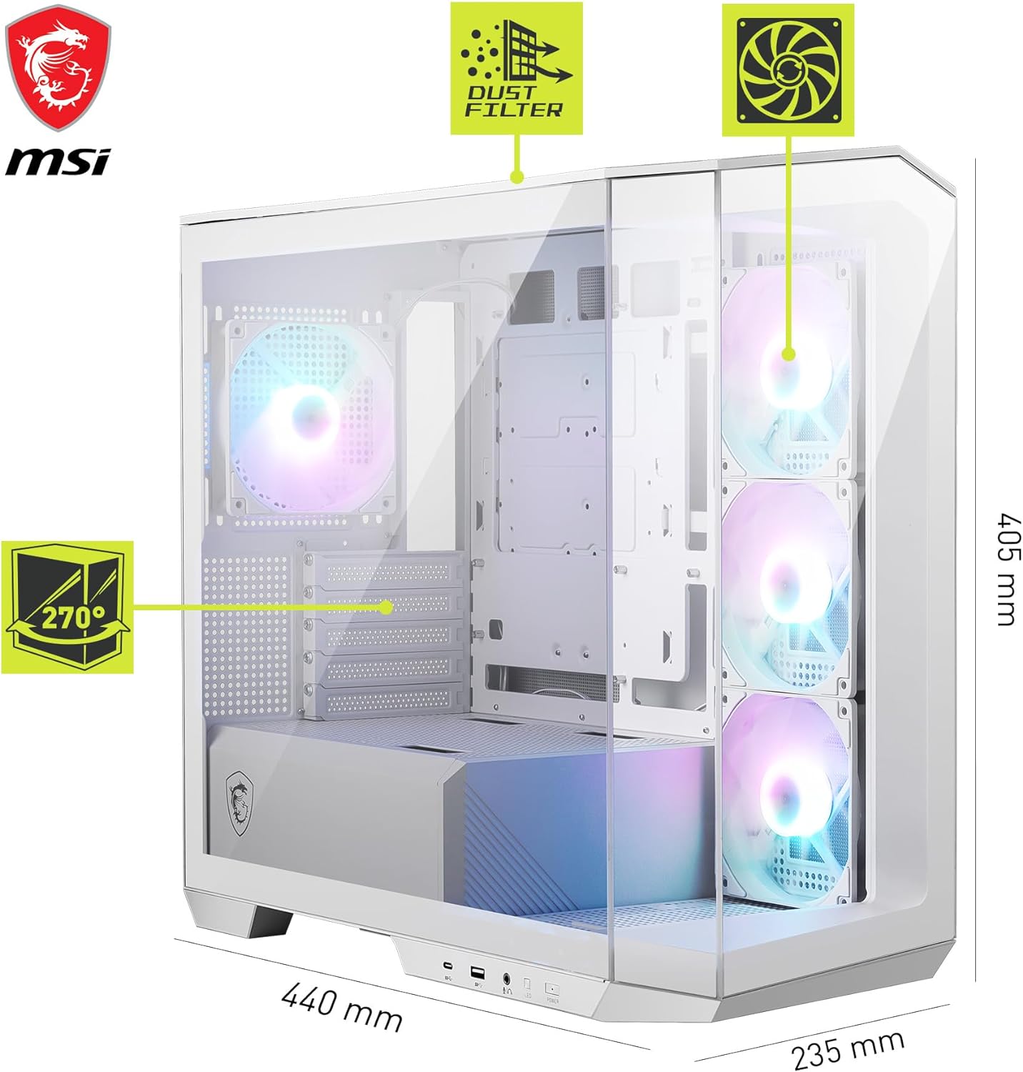 MSI MAG Pano M100R PZ White - Micro Tower PC Case - Core Components by MSI The Chelsea Gamer