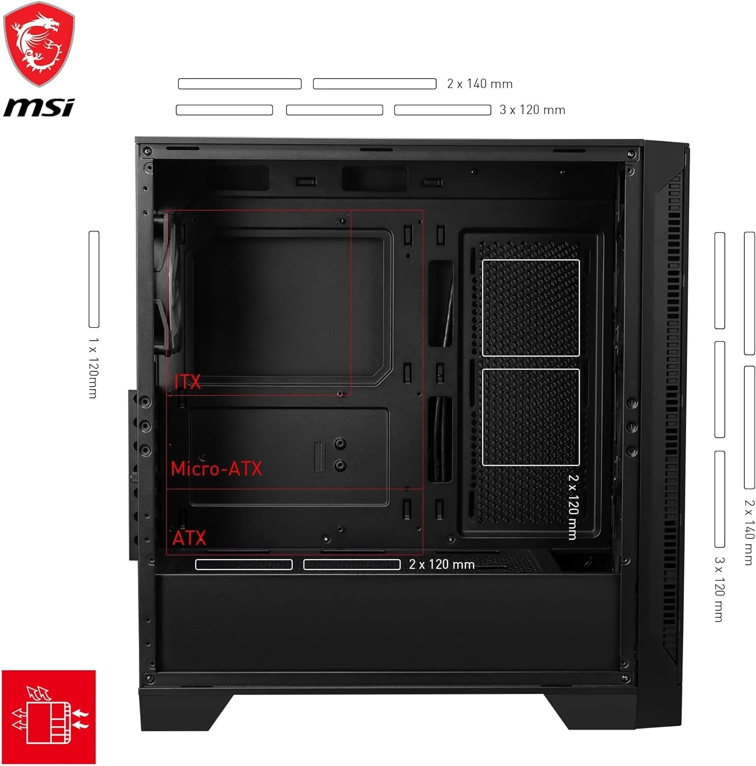 MSI MAG Force 320R Airflow - Mid-Tower PC Case - Core Components by MSI The Chelsea Gamer