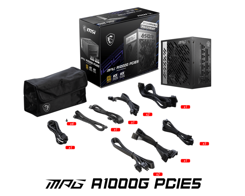 MSI MPG Ai1000G PCIE5 - 1000W Power Supply - Core Components by MSI The Chelsea Gamer