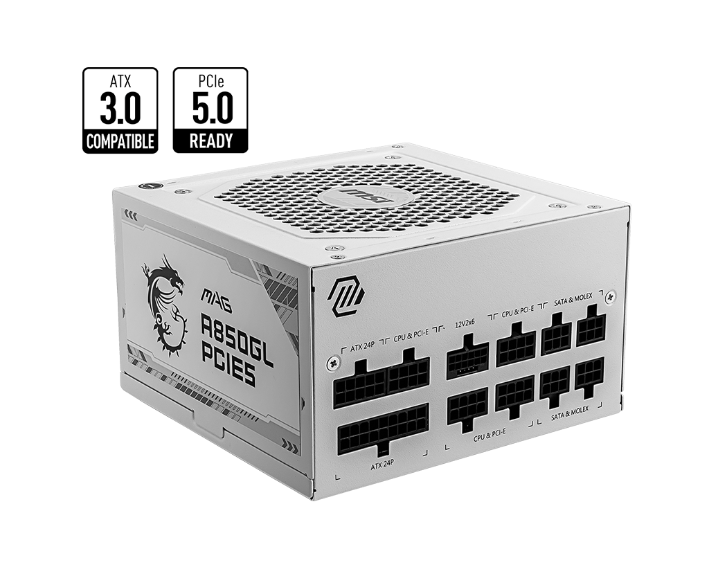 MSI MAG A850GL PCIe5 White - 850W Power Supply - Core Components by MSI The Chelsea Gamer