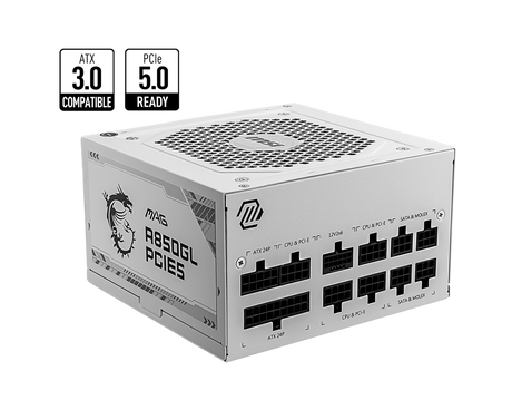 MSI MAG A850GL PCIe5 White - 850W Power Supply - Core Components by MSI The Chelsea Gamer