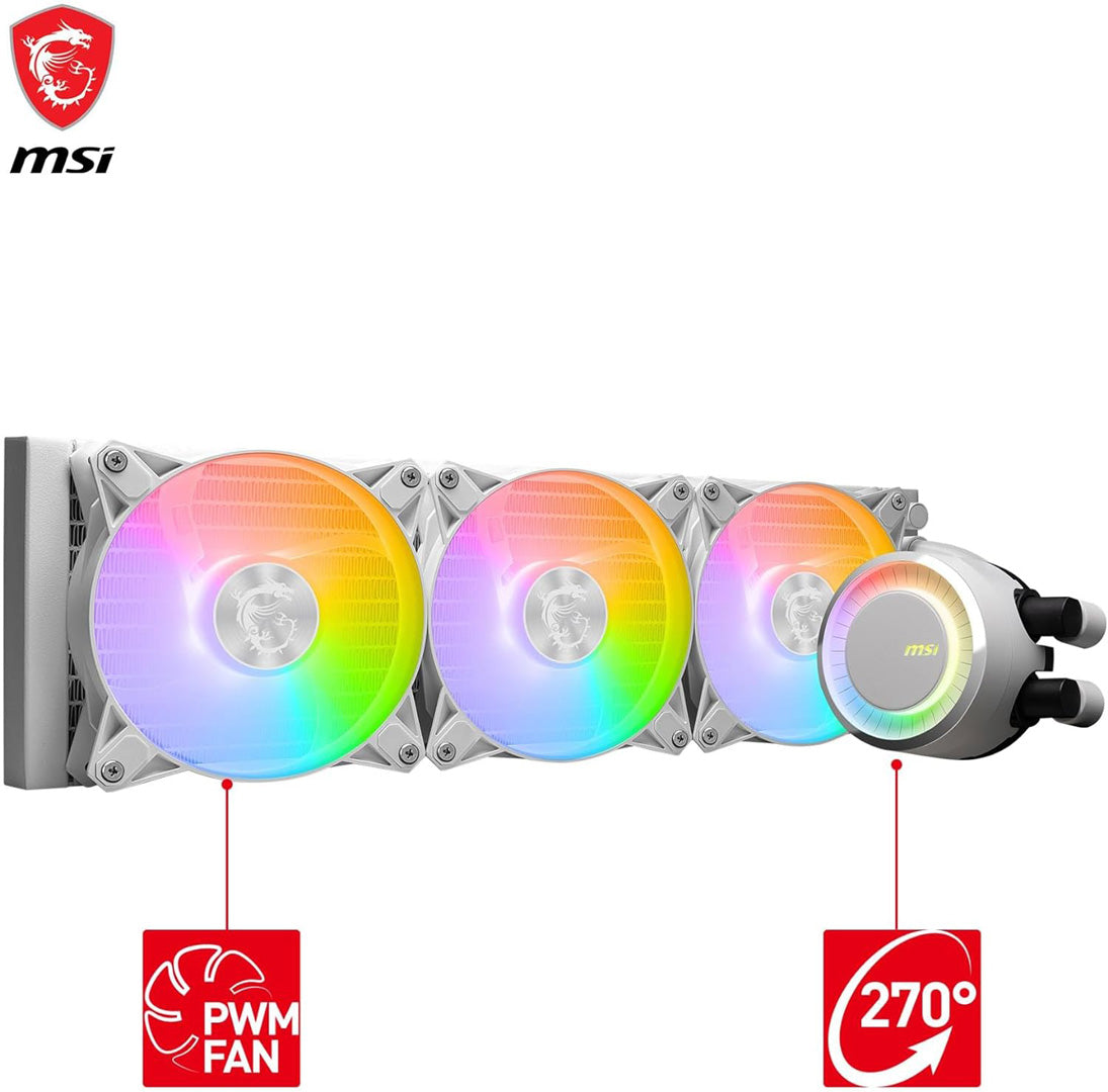 MSI MAG Coreliquid E360 White - Liquid CPU Cooler - Core Components by MSI The Chelsea Gamer