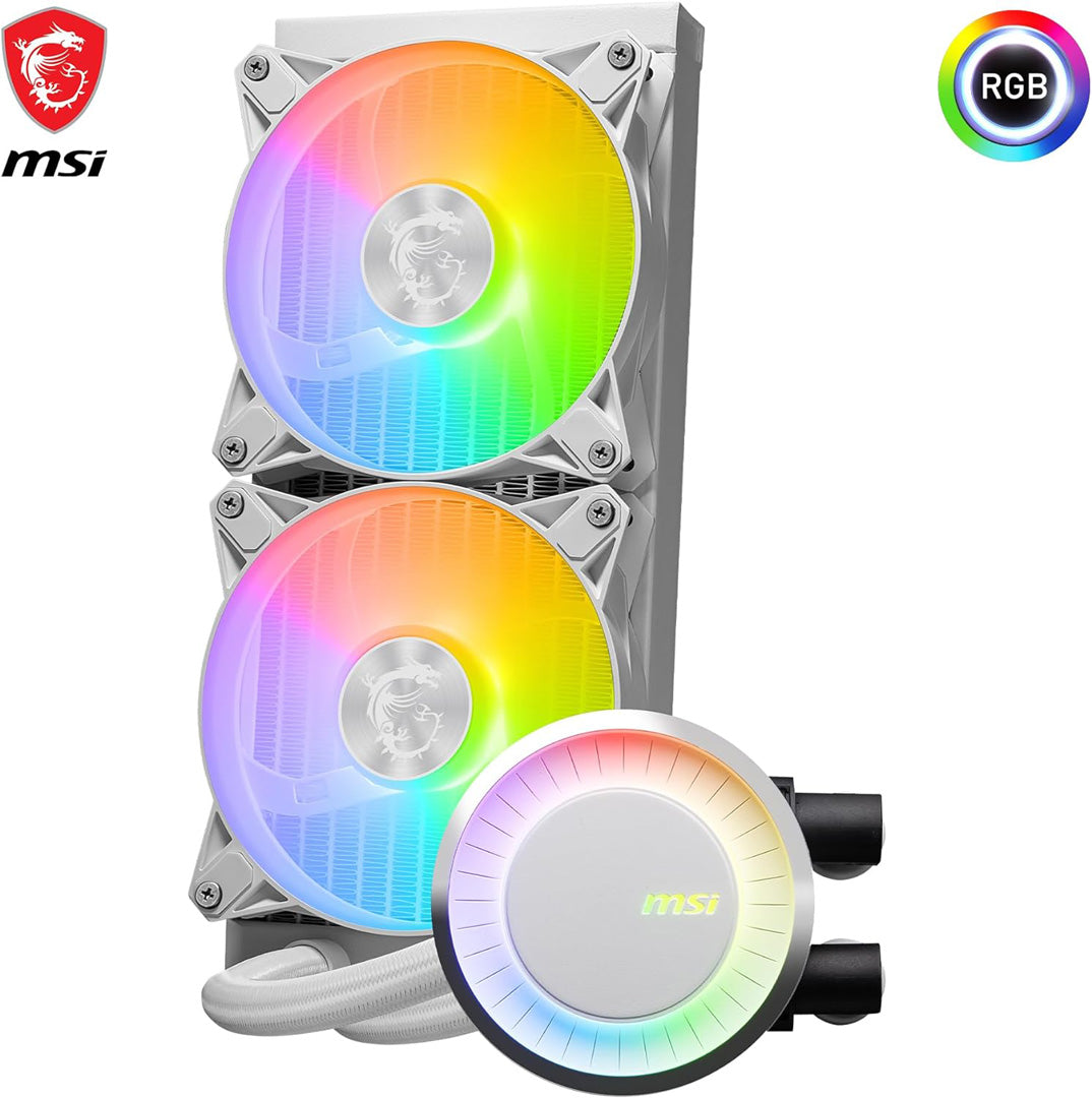 MSI MAG Coreliquid E240 White - Liquid CPU Cooler - Core Components by MSI The Chelsea Gamer