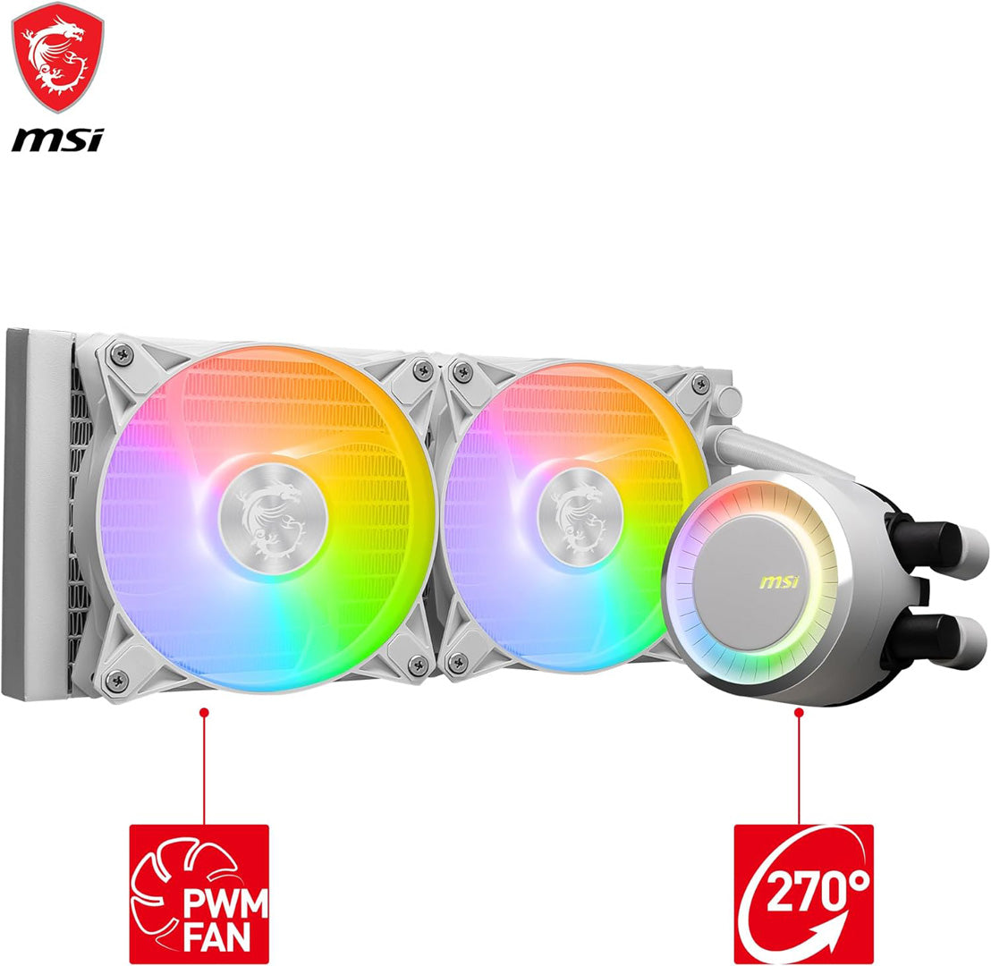 MSI MAG Coreliquid E240 White - Liquid CPU Cooler - Core Components by MSI The Chelsea Gamer