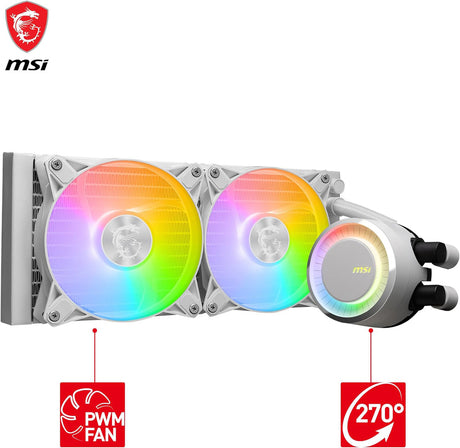 MSI MAG Coreliquid E240 White - Liquid CPU Cooler - Core Components by MSI The Chelsea Gamer