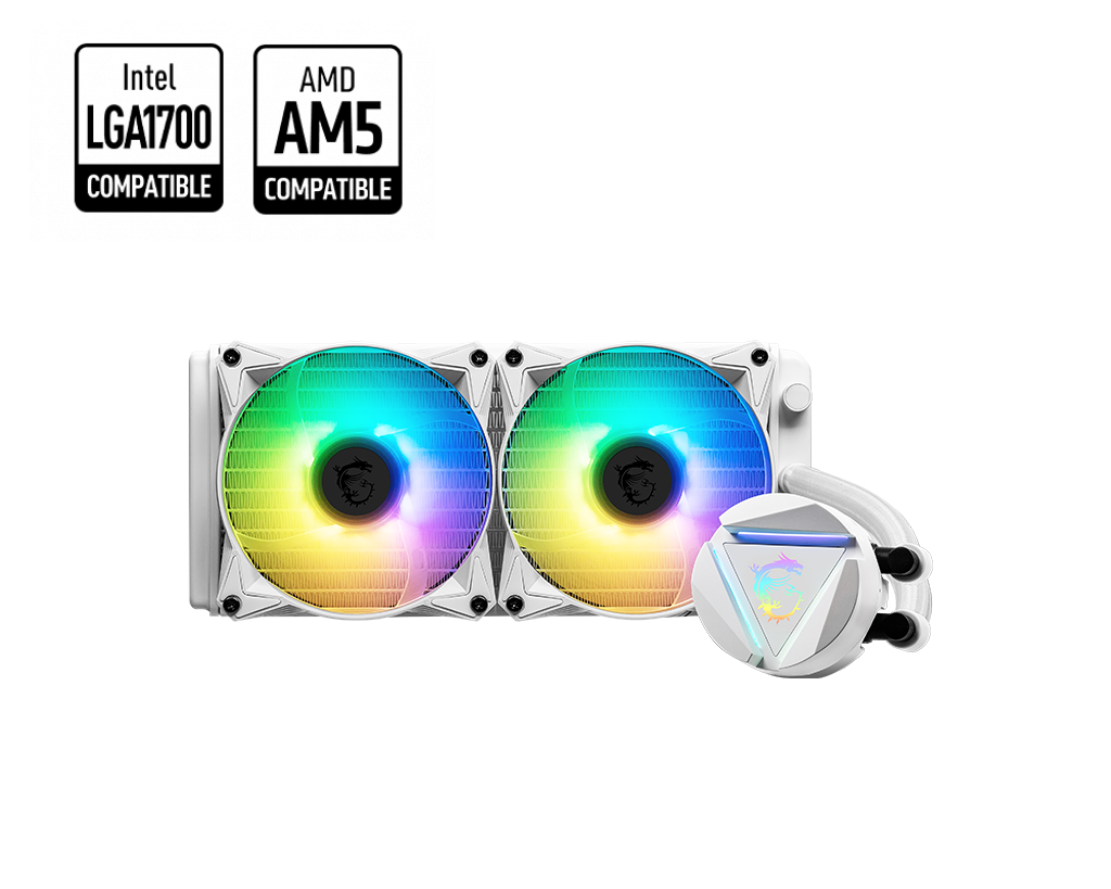 MSI MAG Coreliquid 240R V2 White - Liquid CPU Cooler - Core Components by MSI The Chelsea Gamer