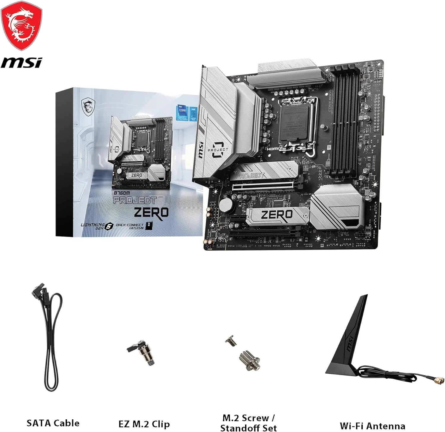 MSI B760M Project Zero Motherboard - Intel Socket 1700 - Core Components by MSI The Chelsea Gamer