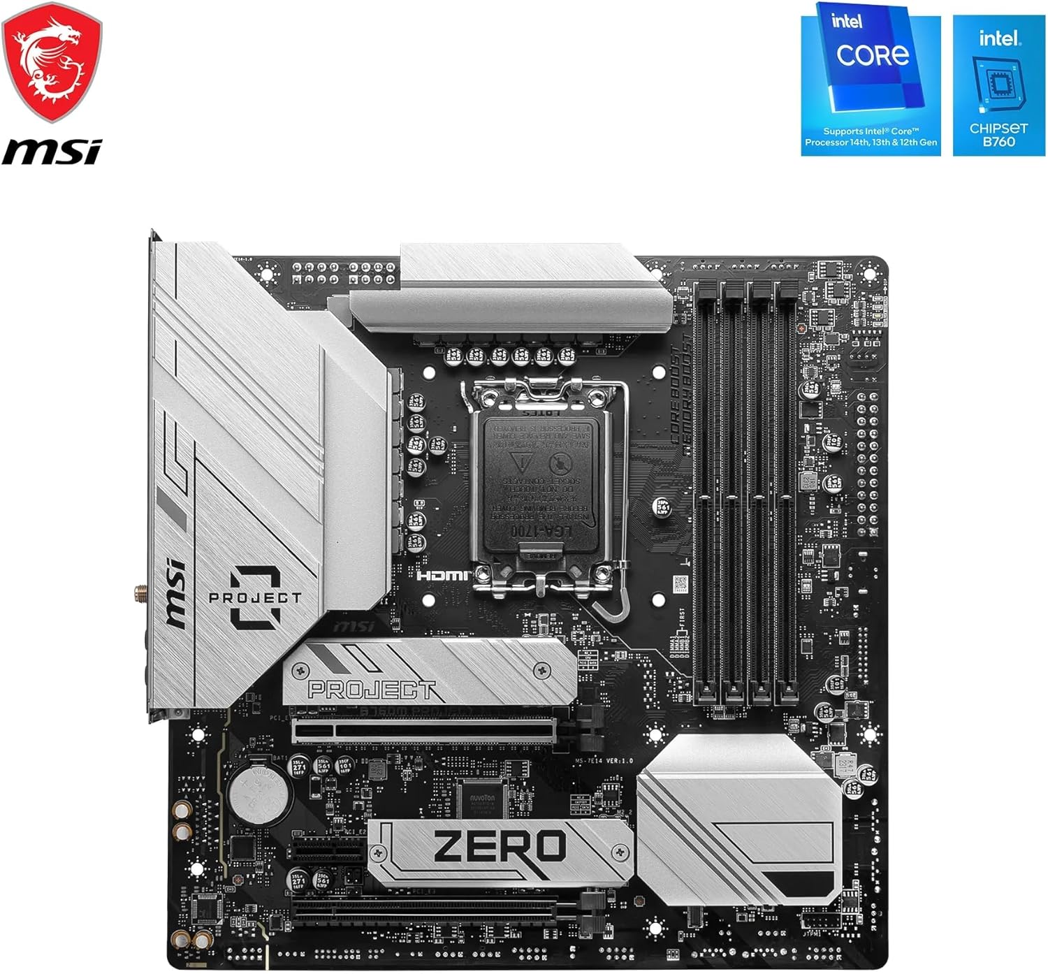 MSI B760M Project Zero Motherboard - Intel Socket 1700 - Core Components by MSI The Chelsea Gamer