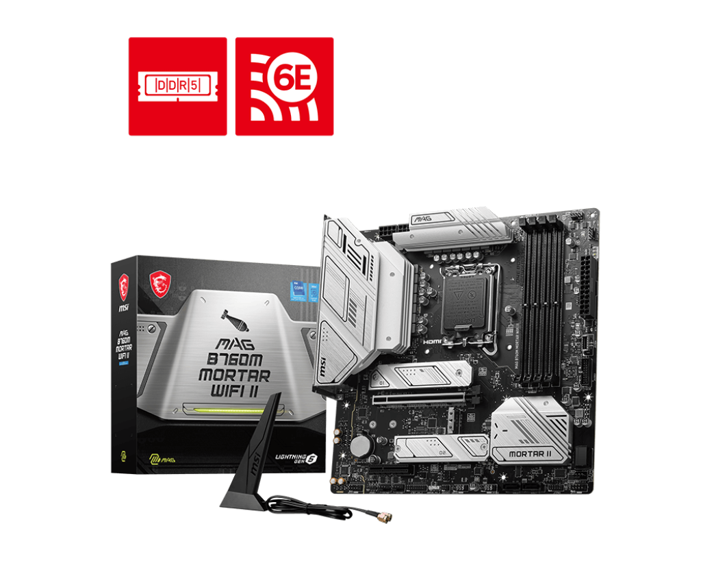 MSI MAG B760M Mortar WIFI II Motherboard - Intel Socket 1700 - Core Components by MSI The Chelsea Gamer