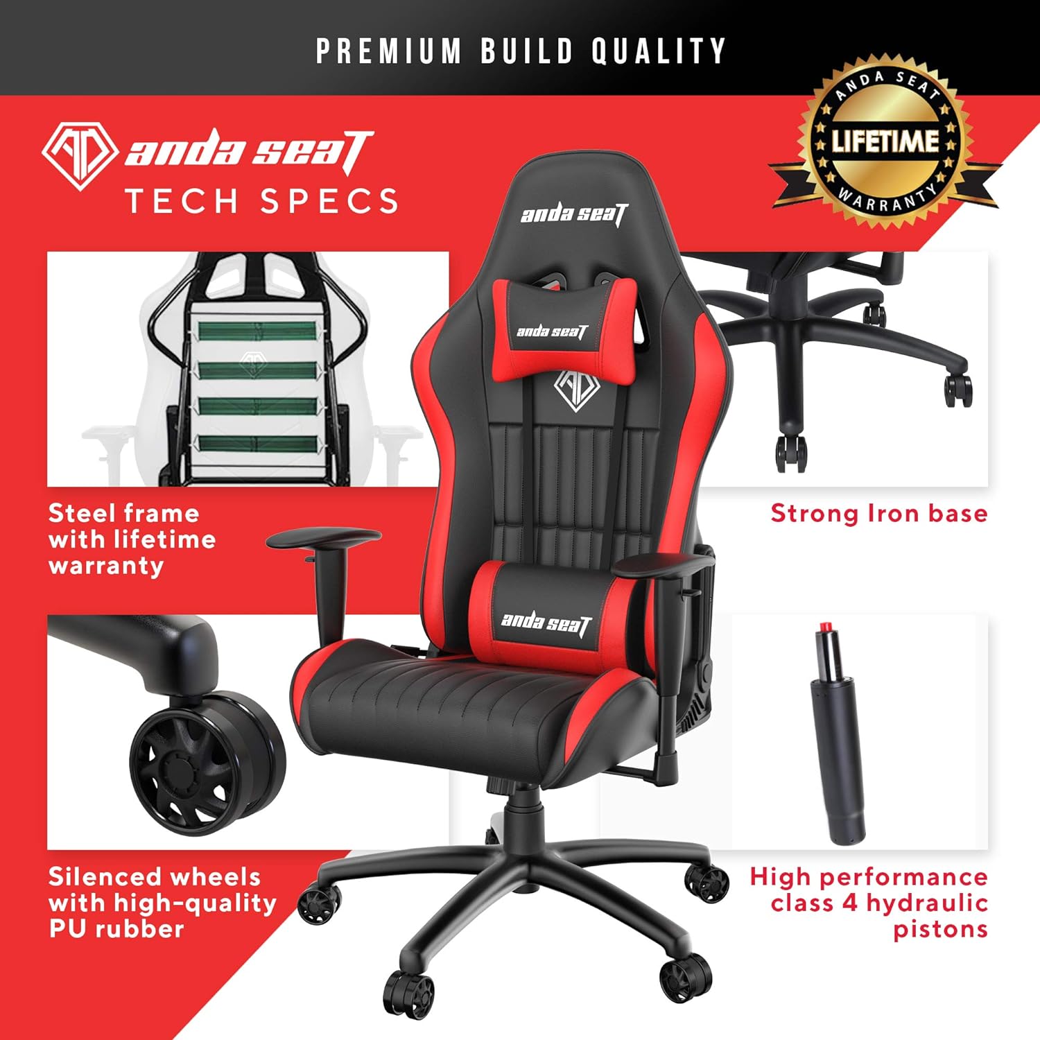 Anda Seat Jungle Pro Gaming Chair - Black/Red - Furniture by Anda Seat The Chelsea Gamer