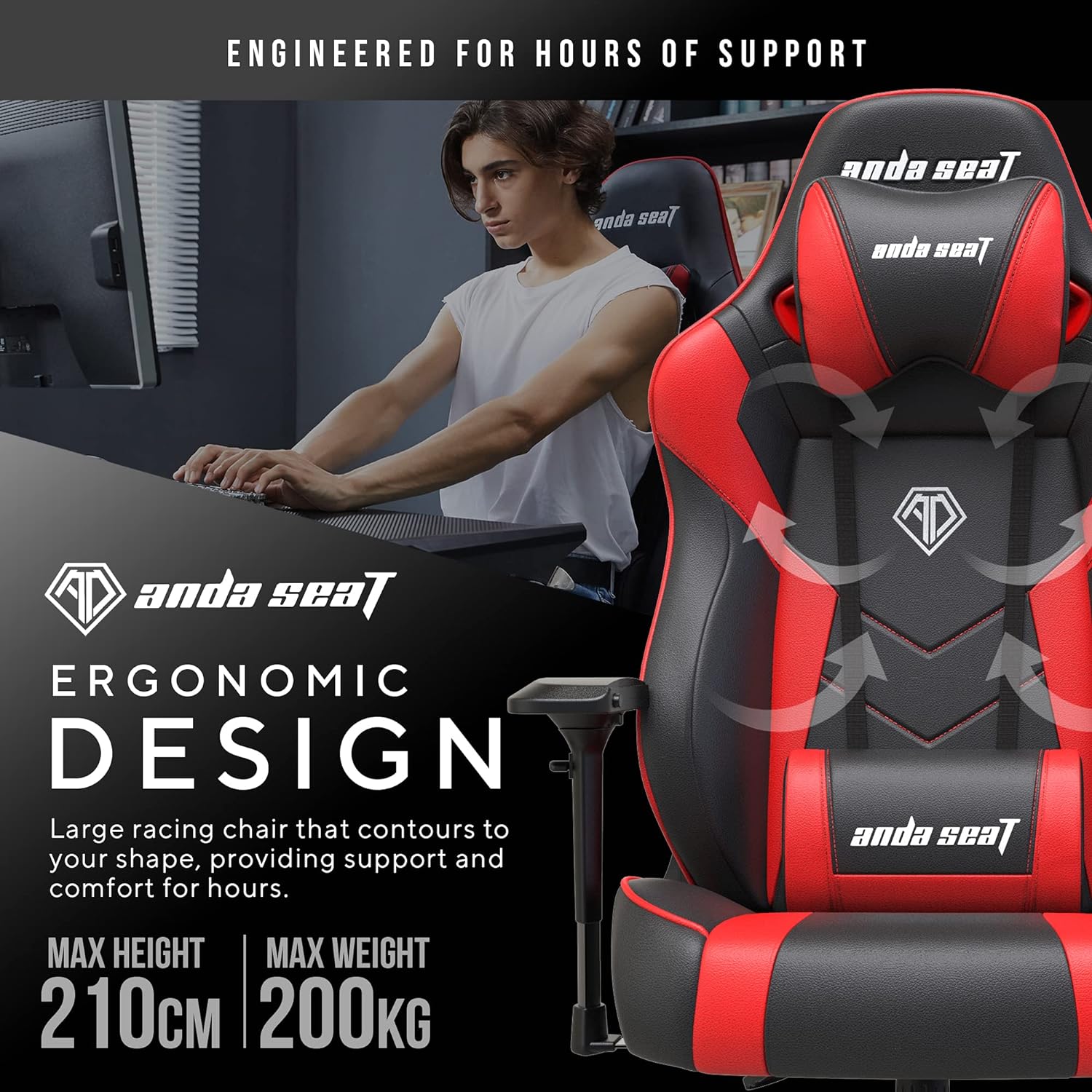 Anda Seat - Dark Demon Red/Black - Gaming Chair - Furniture by Anda Seat The Chelsea Gamer