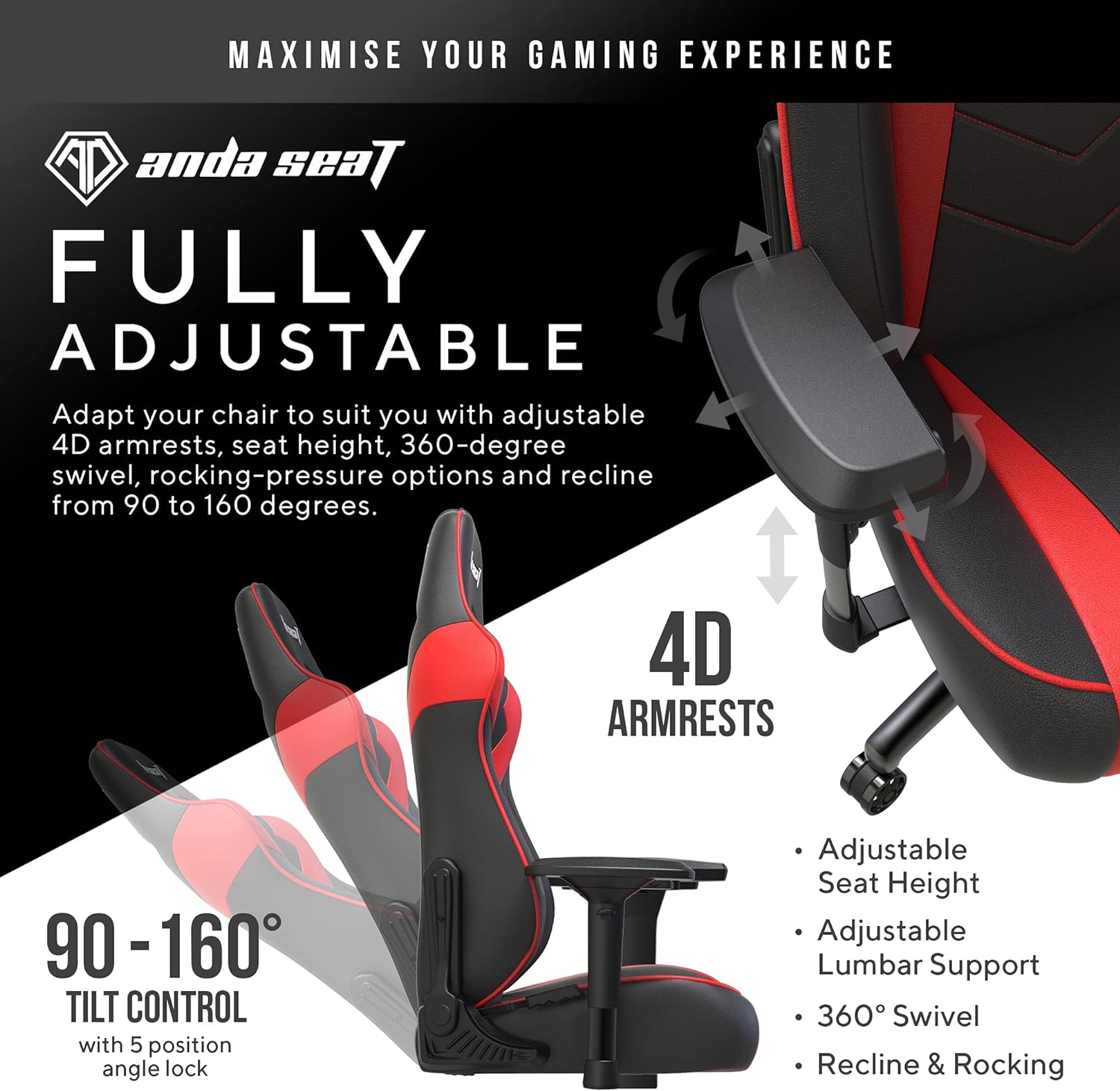Anda Seat - Dark Demon Red/Black - Gaming Chair - Furniture by Anda Seat The Chelsea Gamer