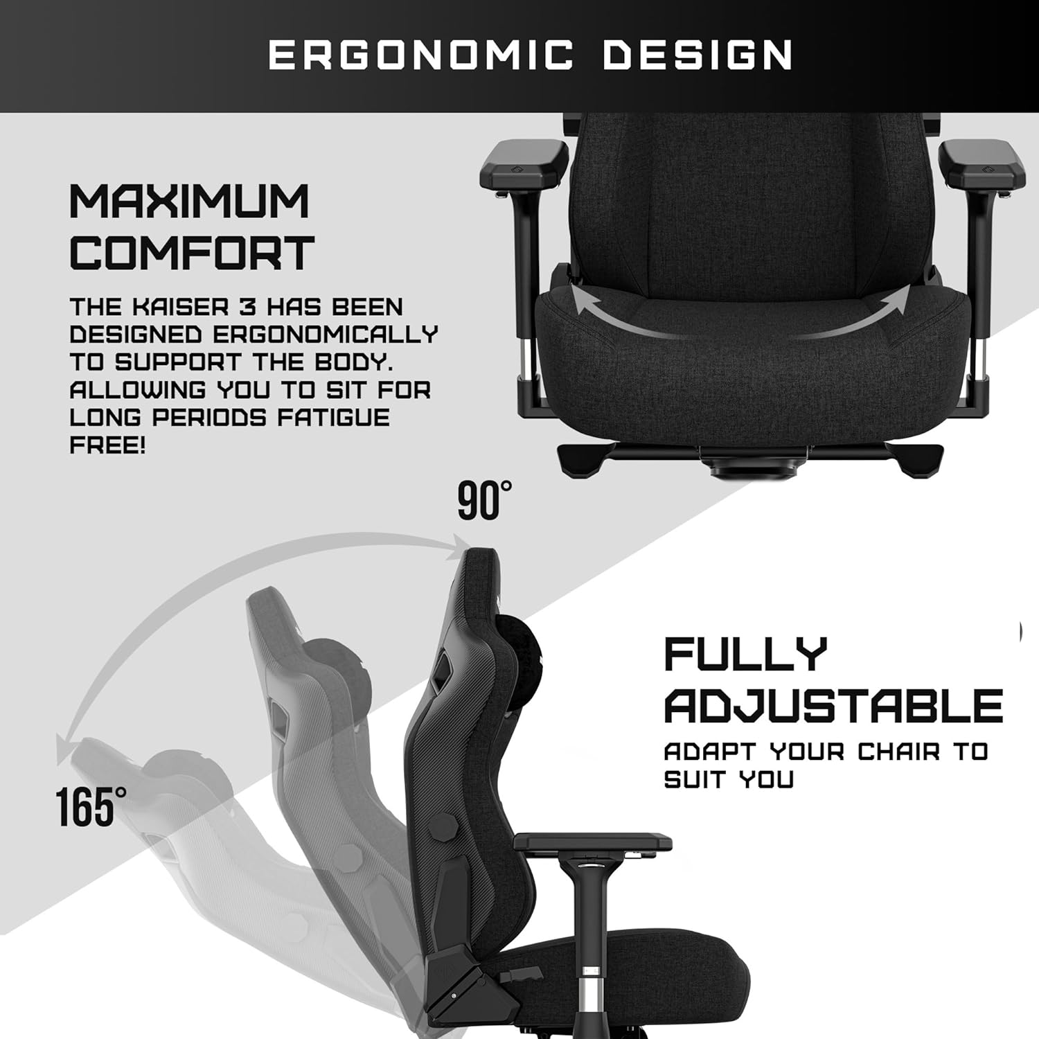 Anda Seat - Kaiser 3 Premium - Grey Fabric - Gaming Chair - Furniture by Anda Seat The Chelsea Gamer