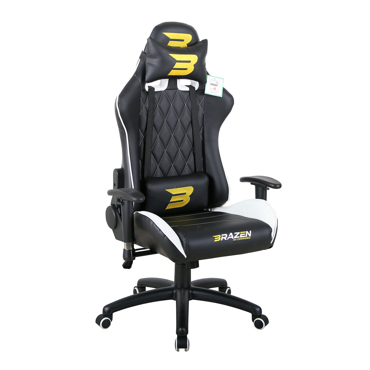BraZen Phantom Elite PC Gaming Chair - Black / White - Furniture by BraZen The Chelsea Gamer