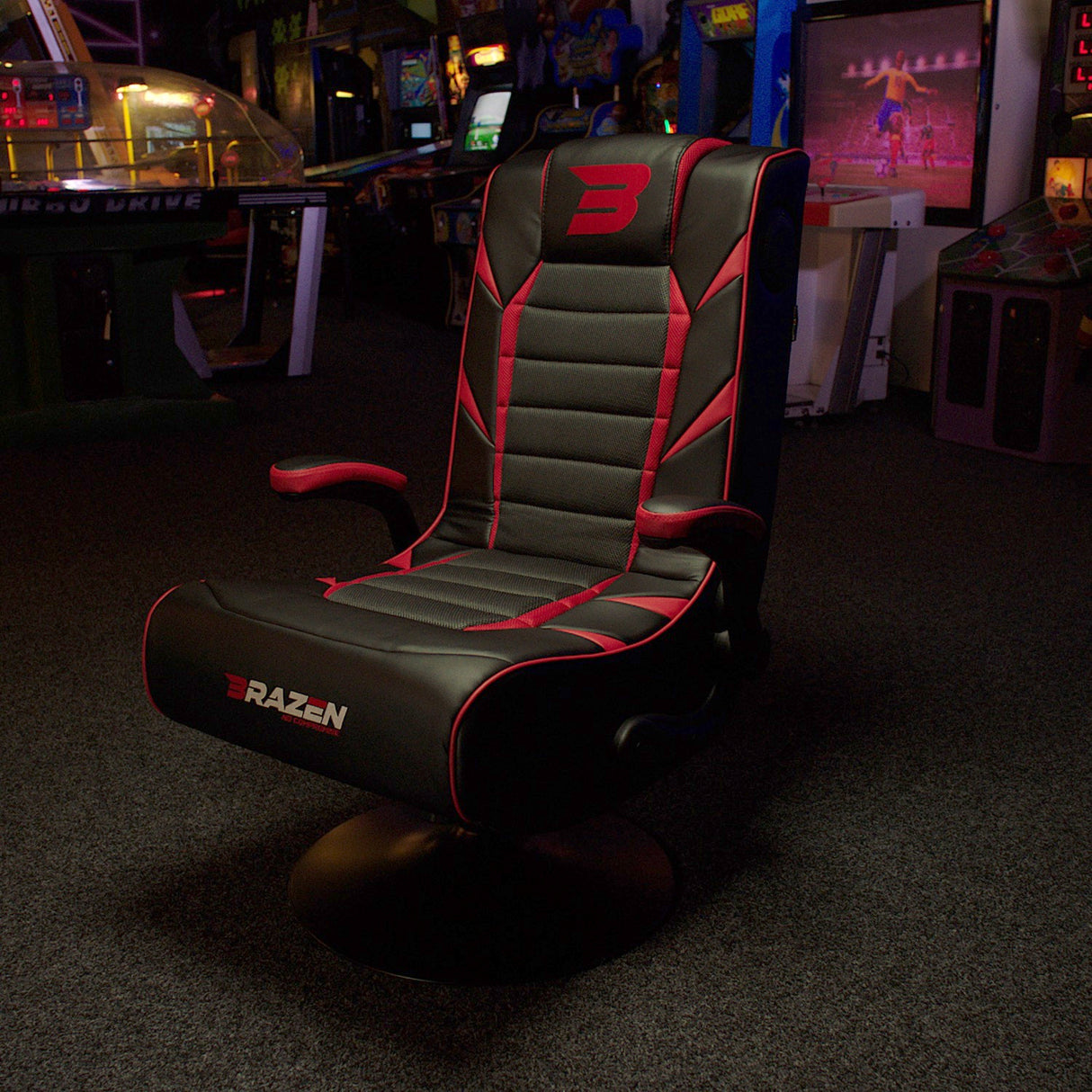 BraZen Panther Elite 2.1 Bluetooth Surround Sound Gaming Chair - Black/Red - Furniture by BraZen The Chelsea Gamer