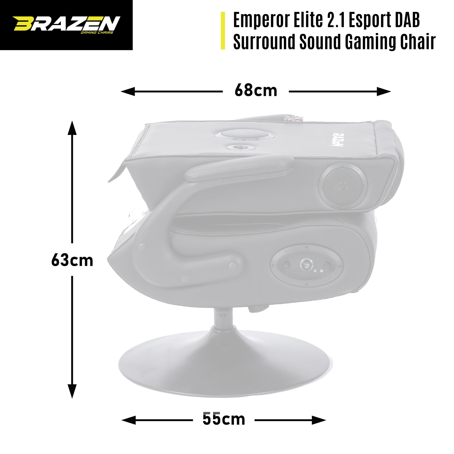 BraZen Emperor XX 2.1 DAB Surround Sound Gaming Chair - Pedestal - Furniture by BraZen The Chelsea Gamer