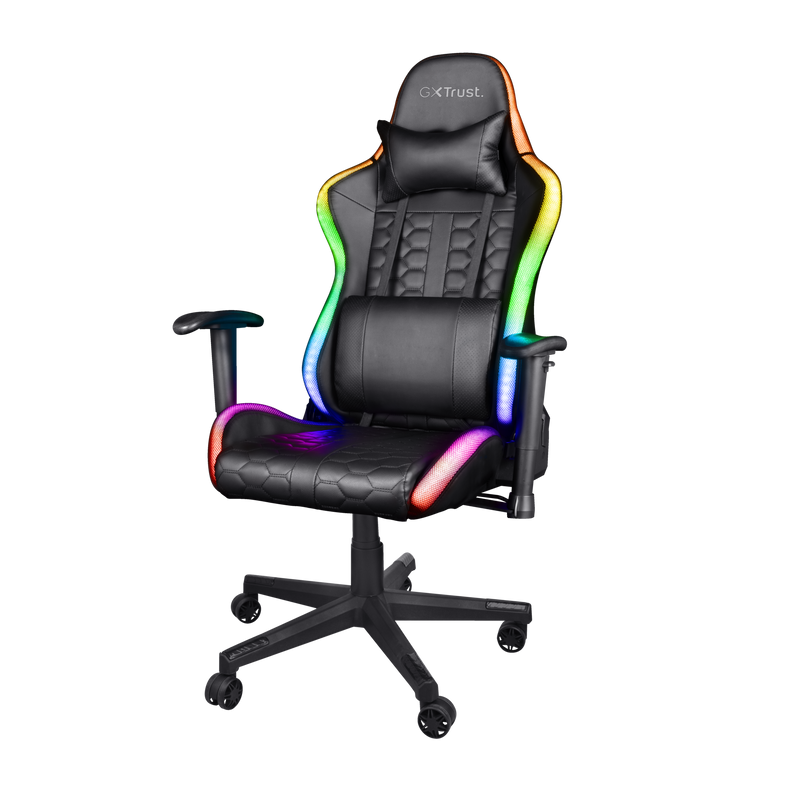 Trust Gaming GXT 716 Rizza RGB LED Illuminated Gaming Chair - Black - Furniture by Trust The Chelsea Gamer