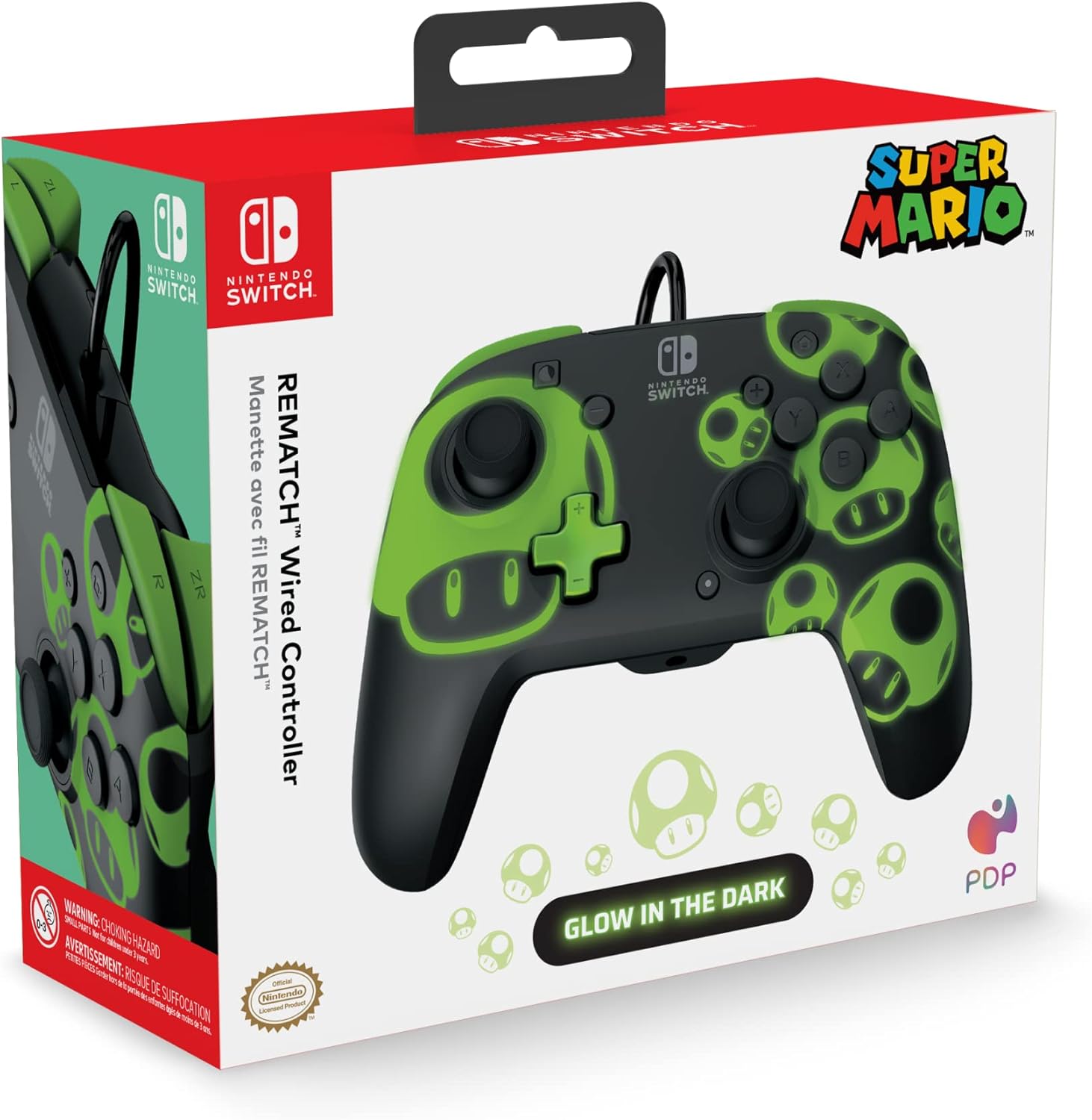 PDP REMATCH Glow Wired Controller - Nintendo Switch™ - 1-UP Glow - Console Accessories by PDP The Chelsea Gamer