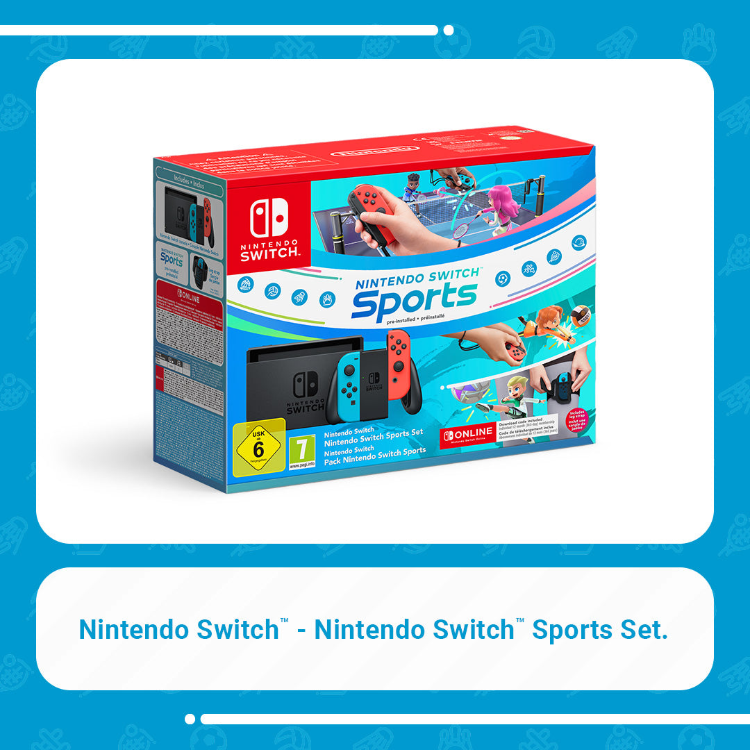 Nintendo Switch (Neon Red / Blue) & Nintendo Switch Sports & NSO 12 Month Sub Bundle - Console pack by Nintendo The Chelsea Gamer