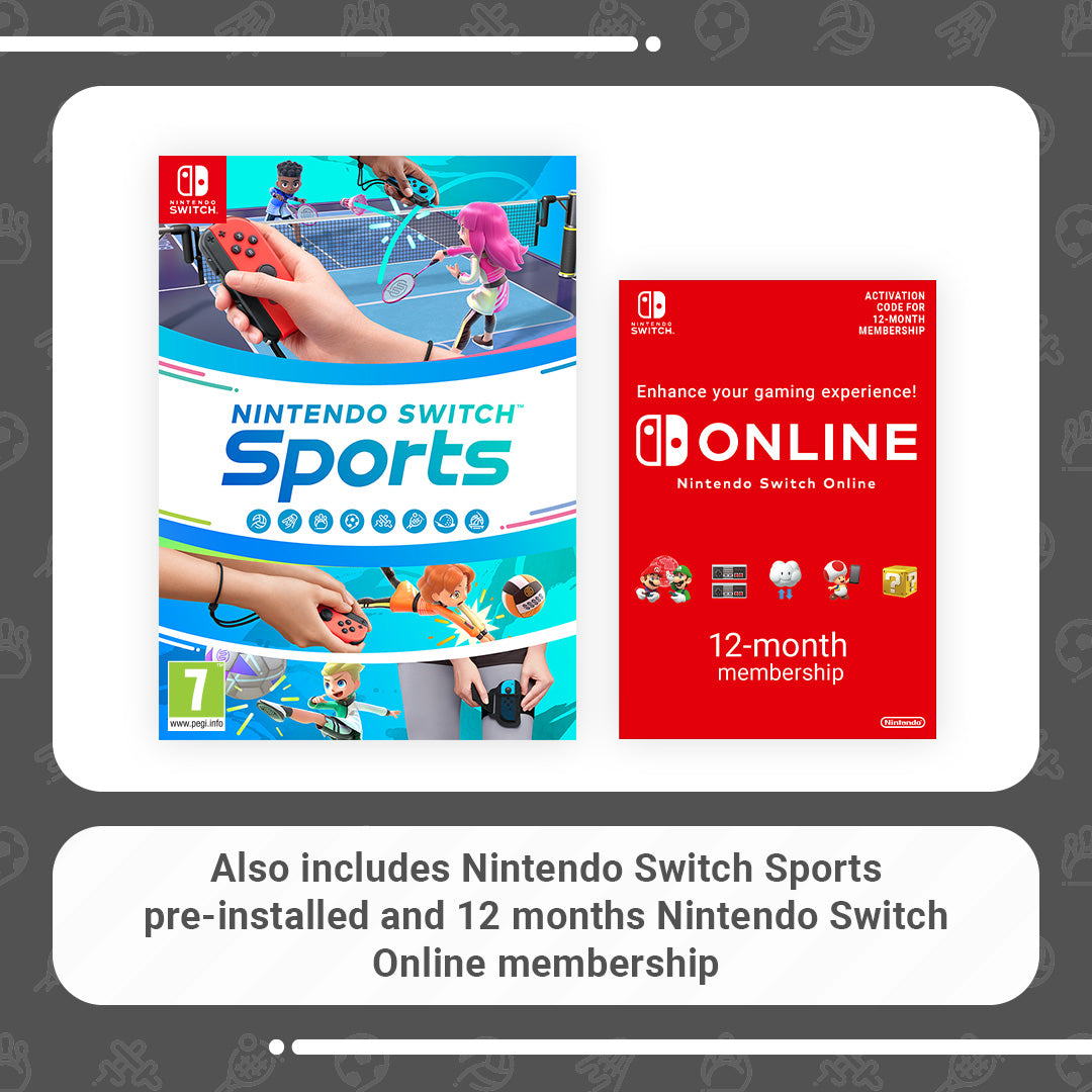 Nintendo Switch (Neon Red / Blue) & Nintendo Switch Sports & NSO 12 Month Sub Bundle - Console pack by Nintendo The Chelsea Gamer