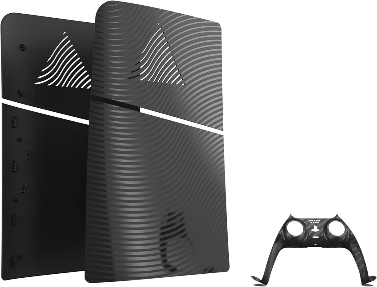 Maxx Tech PS5 Slim Faceplates + Controller Faceplate + 2 Thumb Grips - Black Wave - Console Accessories by Maxx Tech The Chelsea Gamer