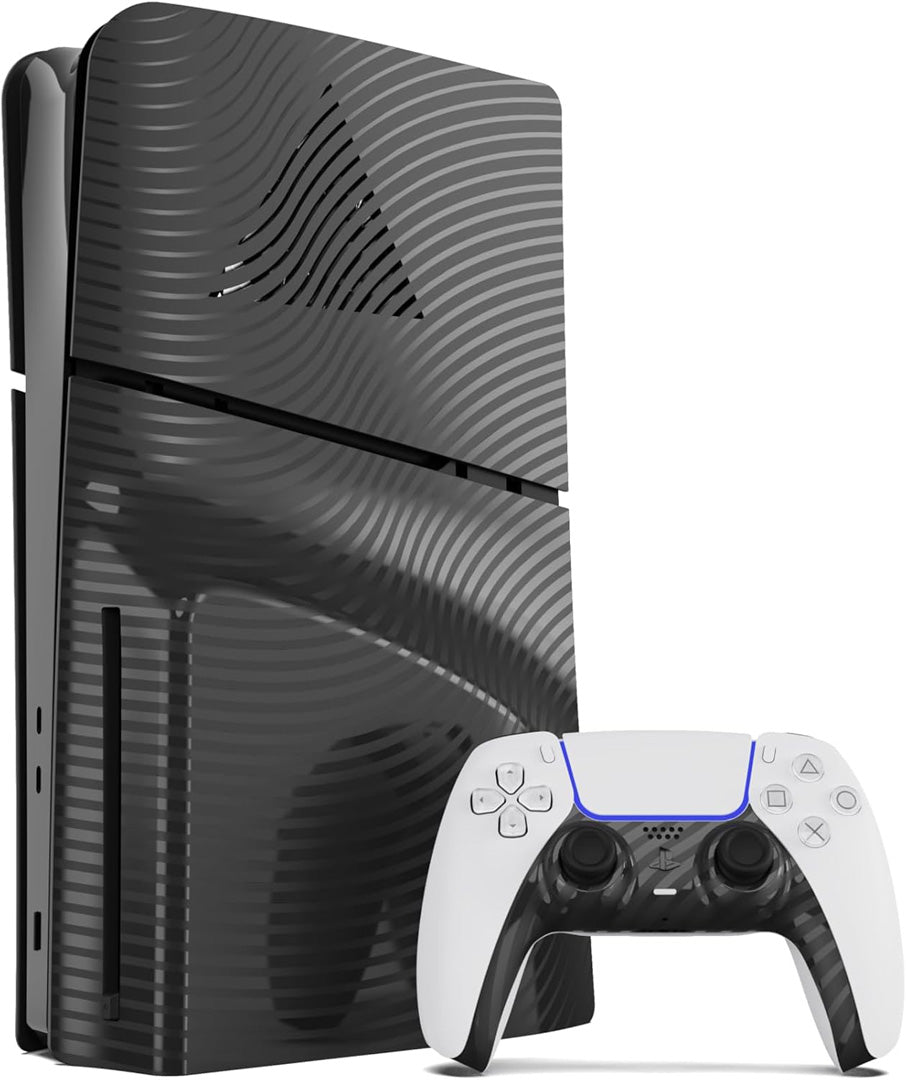 Maxx Tech PS5 Slim Faceplates + Controller Faceplate + 2 Thumb Grips - Black Wave - Console Accessories by Maxx Tech The Chelsea Gamer