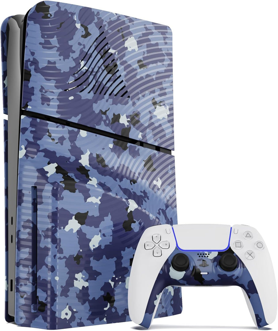 Maxx Tech PS5 Slim Faceplates + Controller Faceplate + 2 Thumb Grips - Blue Wave - Console Accessories by Maxx Tech The Chelsea Gamer
