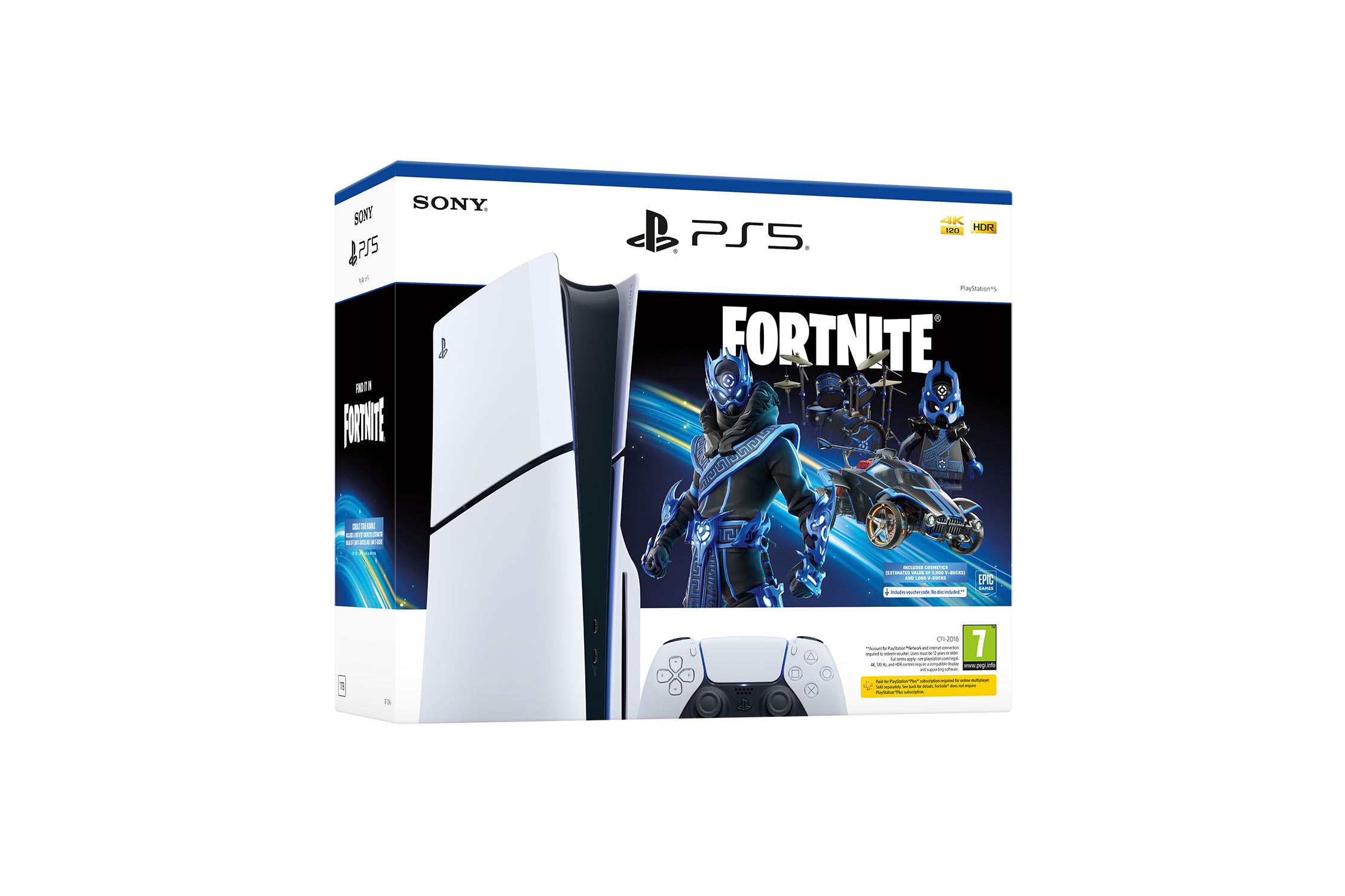 PlayStation®5 console - Fortnite® Cobalt Star Bundle (model group – slim)* Disc Edition - Console pack by Sony The Chelsea Gamer