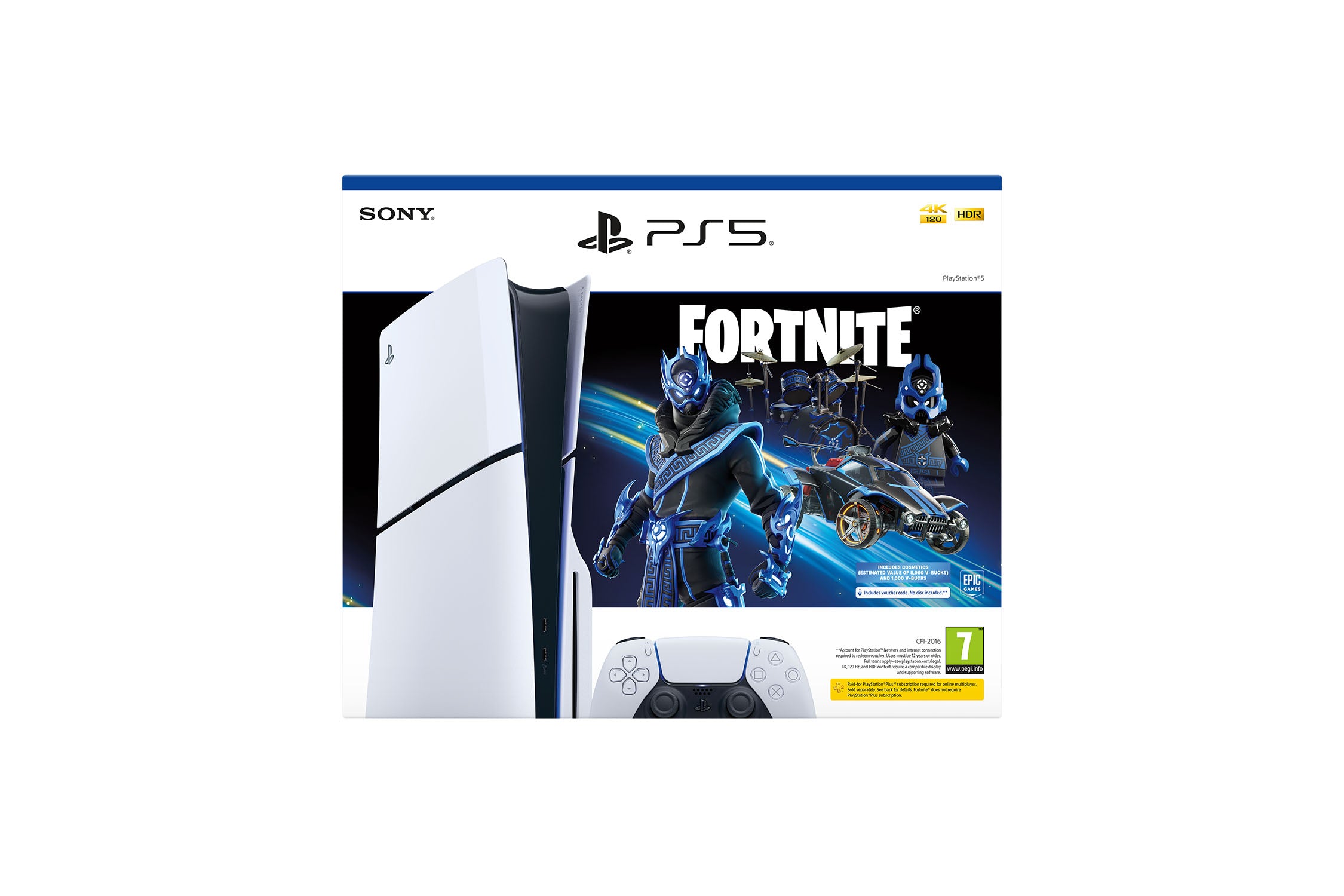 PlayStation®5 console - Fortnite® Cobalt Star Bundle (model group – slim)* Disc Edition - Console pack by Sony The Chelsea Gamer