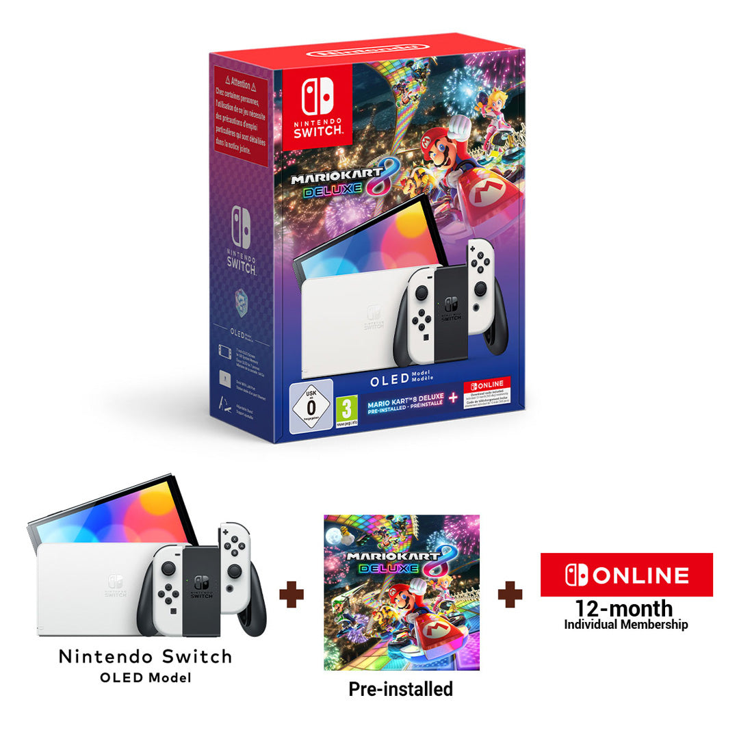 Nintendo Switch (OLED Model - White) + Mario Kart 8 Deluxe Bundle + 12 Months NSO - Console pack by Nintendo The Chelsea Gamer