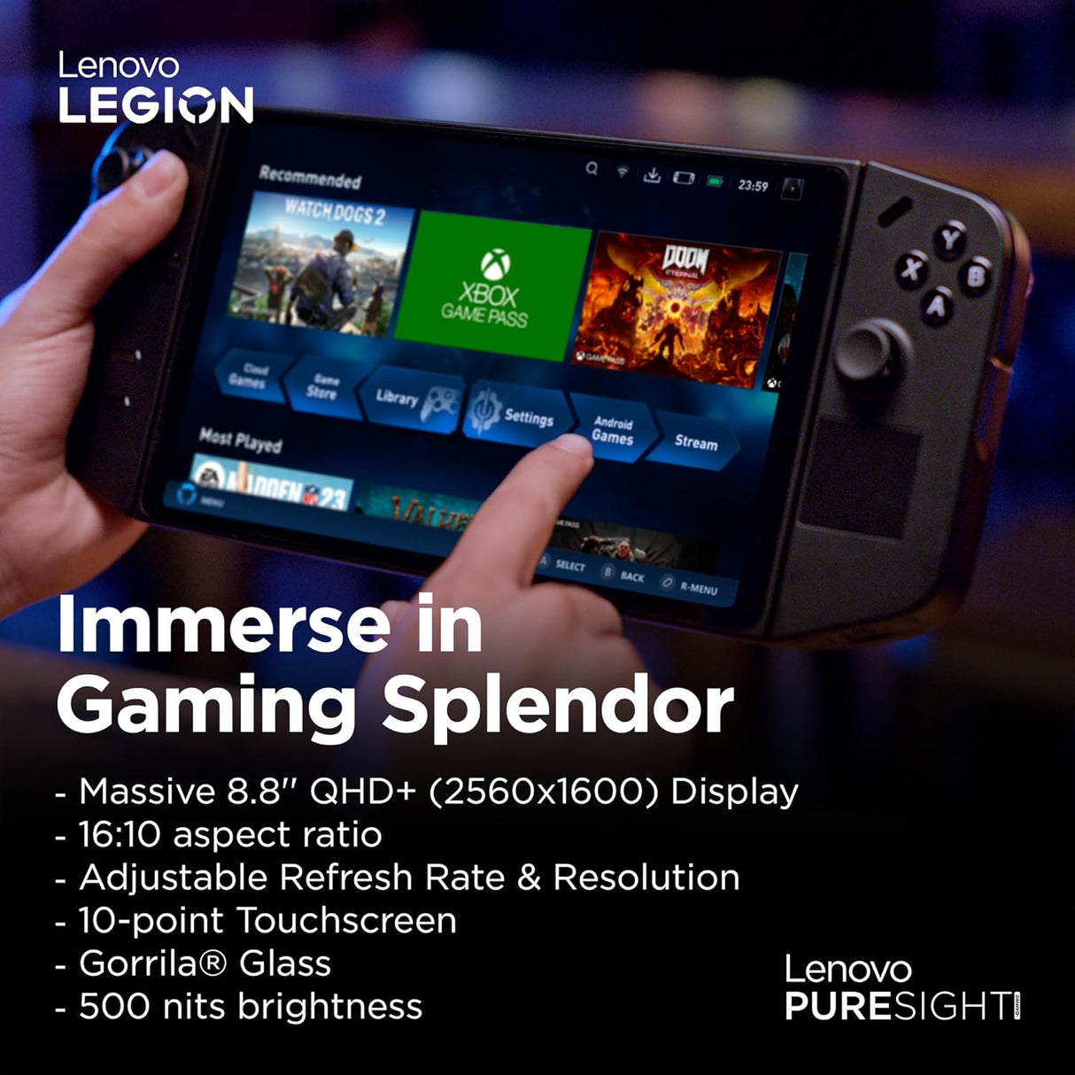 Lenovo Legion Go Handheld Gaming Console - W11 Home / 3 Month Game Pass - Console pack by Lenovo The Chelsea Gamer