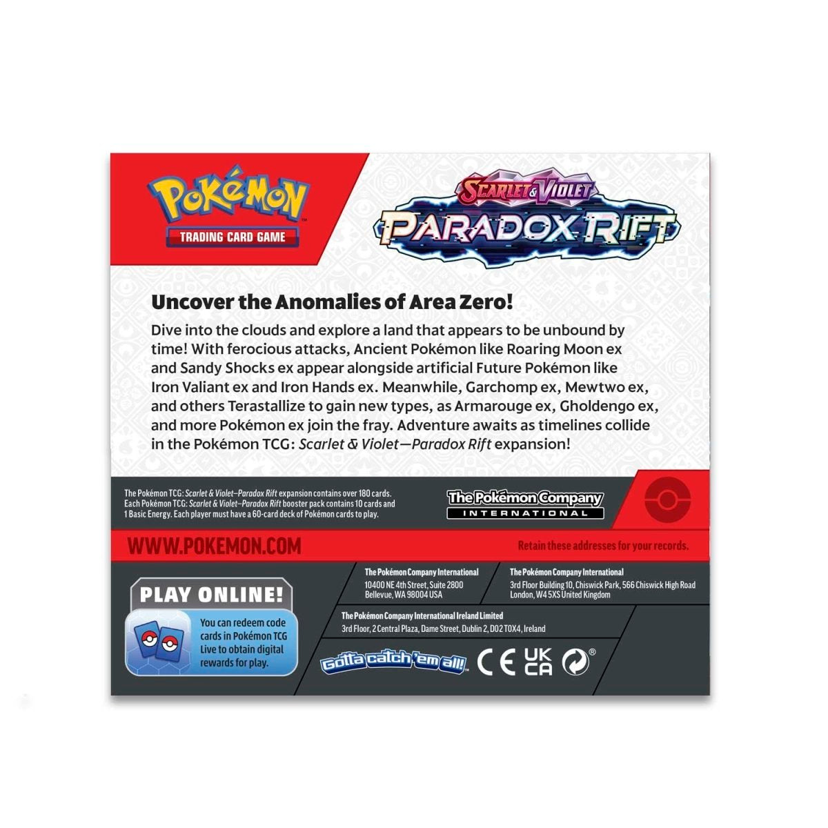 Pokémon TCG: Scarlet & Violet - Paradox Rift - Single Booster Pack - Merchandise by Pokémon The Chelsea Gamer